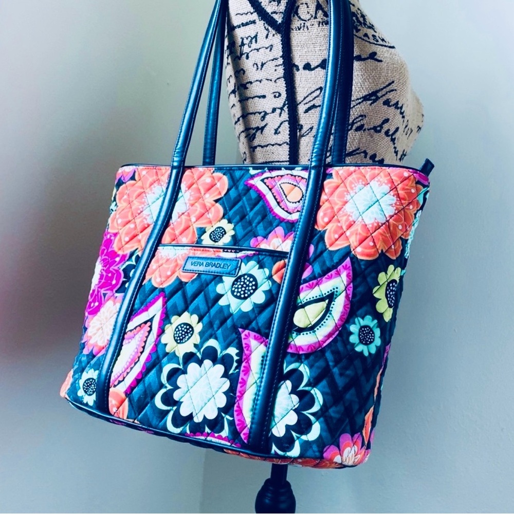 Vera Bradley Leather Trimmed Tote Bag